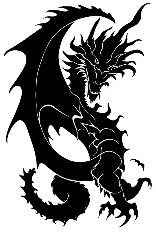 A Dragon With A Crescent