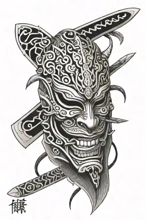 Japanese Hannaya Mask Sword Going
