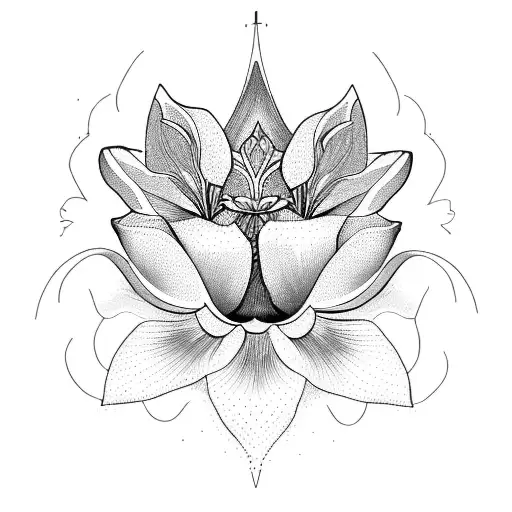 An Abstract Representation Of An Iris Merging With A Lotus