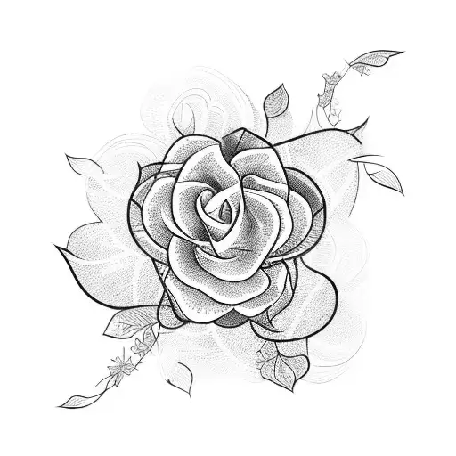 A Blackwork Tattoo Of A Guitar With Flower Vines Wrapping Around It