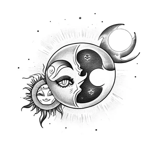 Sun And Moon With Buttlerfly Do With Flash Sif Sun