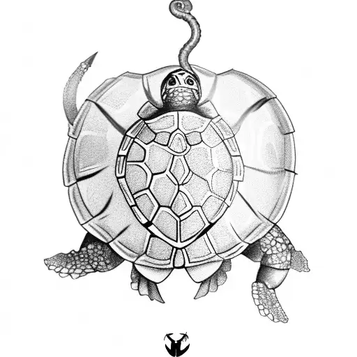 A Shellback Turtle With A Anchor Ingraved On Its Shell