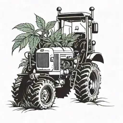 Combine A Tractor And Cannabis Plant In A Surreal And Mysterious Design