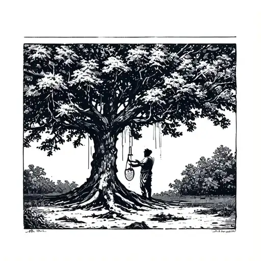 A Man Stood Watering The Tree He Is About To Hang Himself From