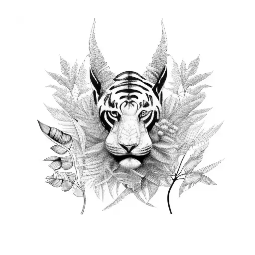 A Surreal Combination Of Jungle Animals And Plant Life