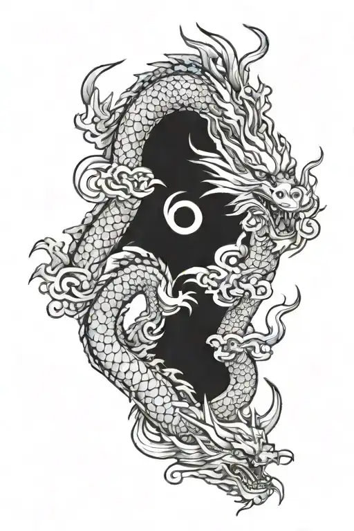 Dragon In Japanese Style On The Back