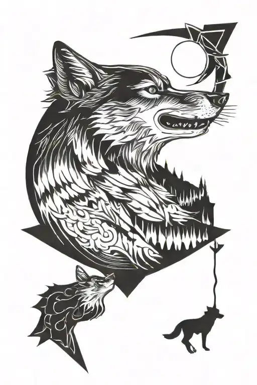 Wolf Howling At The Moon An Arrow Piercing
