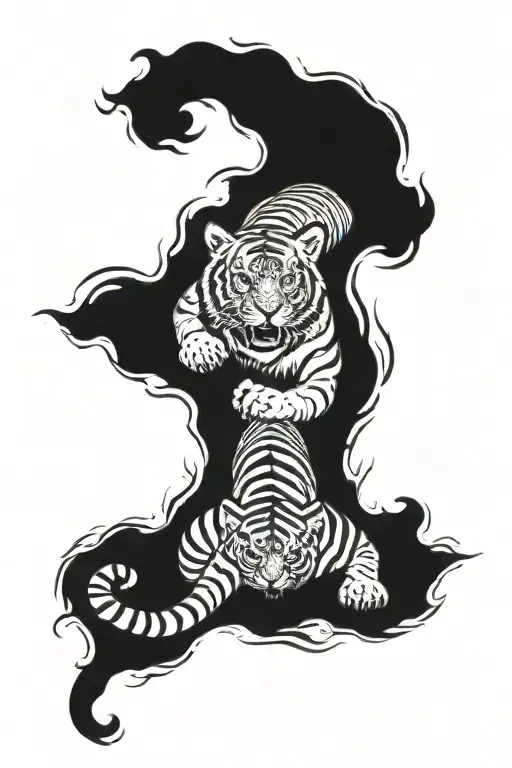 Sak Yant Tattoo Tiger Surrounded