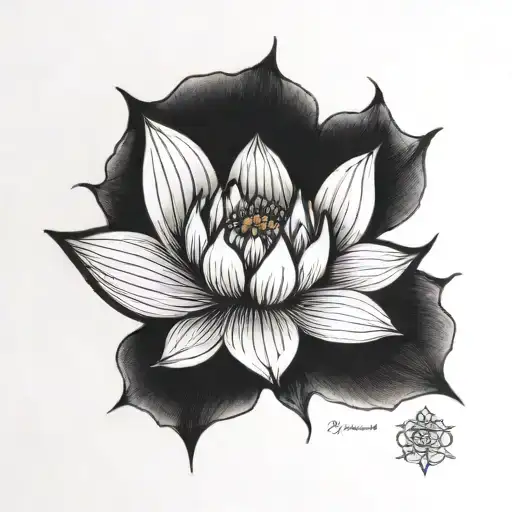 Moon Lotus Flower Small Black
