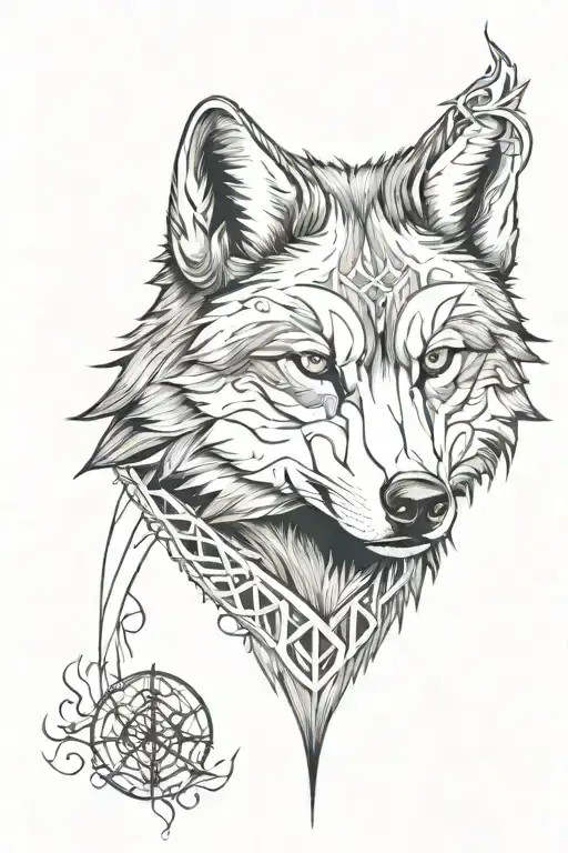 Wolf With Cross