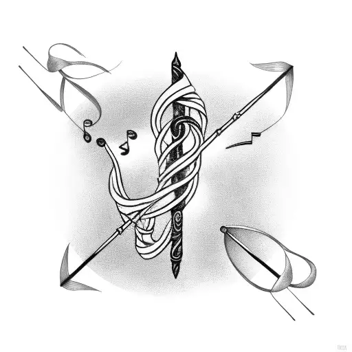 A Tattoo Of A Wedding Ring Intertwined With A Musical Staff And Notes