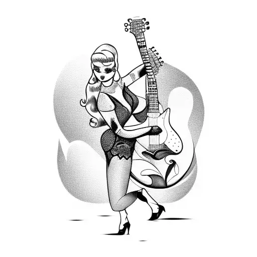 Pinup Girl With Guitar