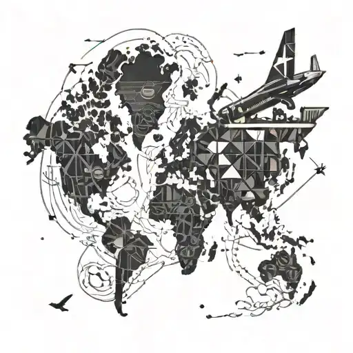World Map With Airplane