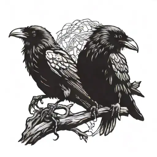 All Black 2 Ravens Perched