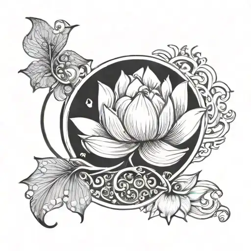 Lotus Flower In Half Moon