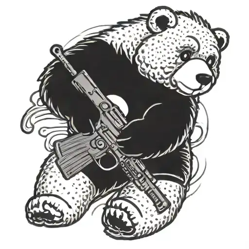 A Care Bear Holding A Ak 47 Rifle