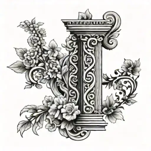 Greek Aesthetic Spine Tattoo Design