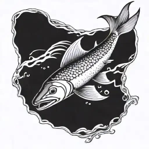 A Majestic Yellowtail Fish Swimming Through Crashing Waves