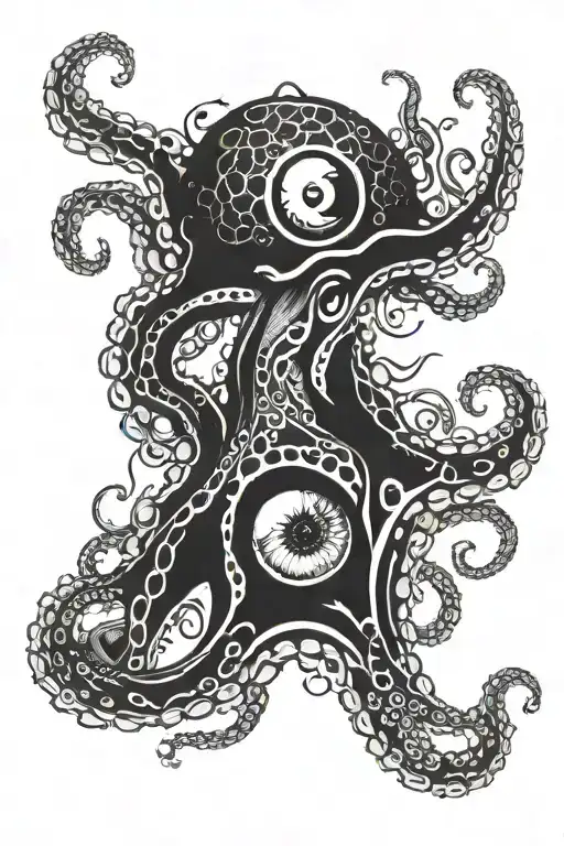 Octopus And Magical Eye Surrounded