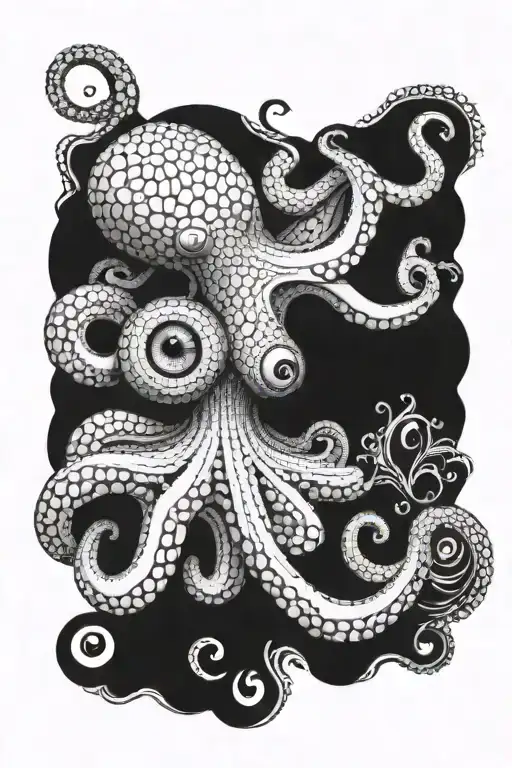 Octopus And Magical Eye Looking