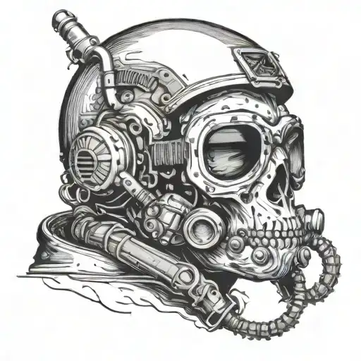Scuba Diver Helmet Skull Wearing