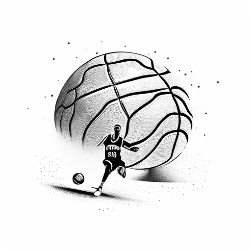 Basketball Player Dunking Over A Mountain