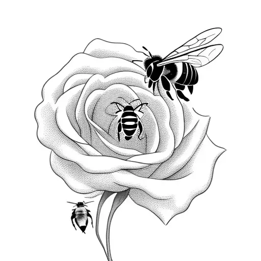 Bee Flying Over A Rose With A Shepherd Dog Head Outline Smelling The Rose