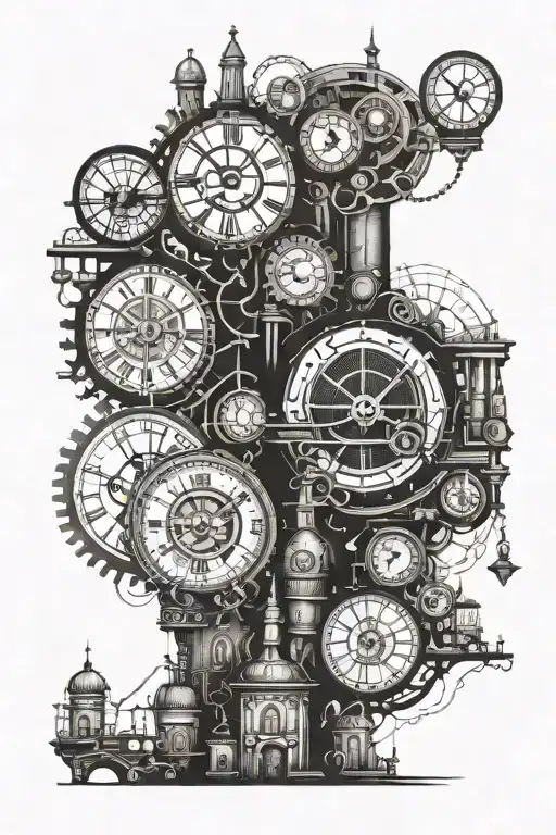 Steampunk City Background Black