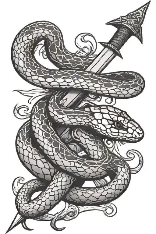 Snake Wrapped Around A Sword
