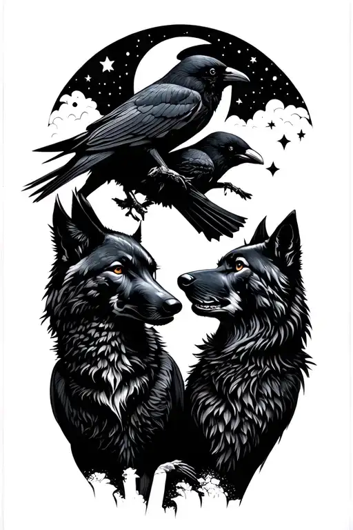Crows And Wolves And Moon Stars