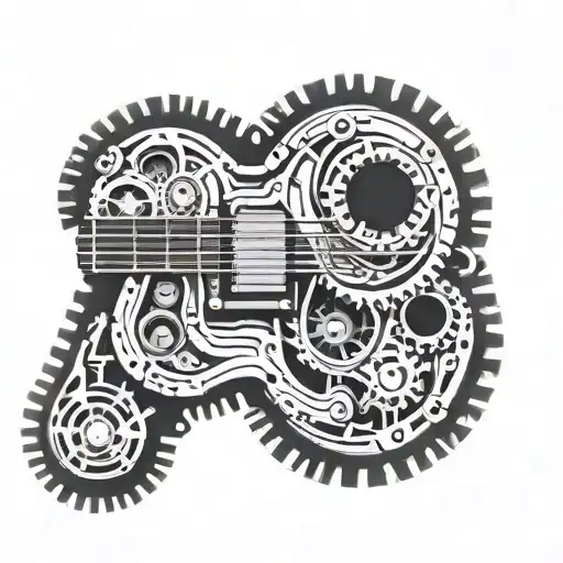 A Detailed Mechanical Guitar Design Incorporating Gears And Pistons