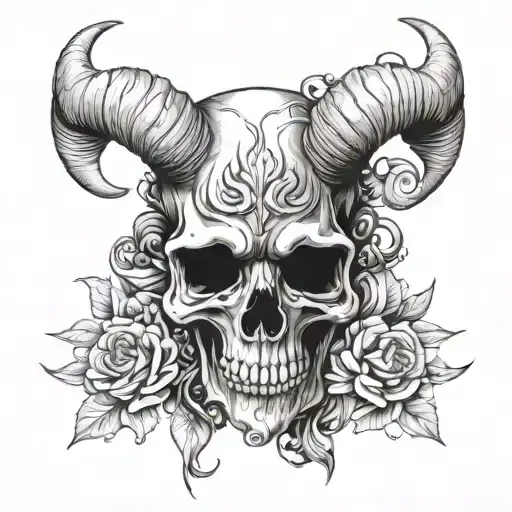 Skull With Ram Horns