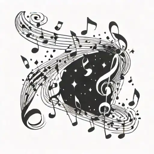 A Constellation Of Music Notes Forming A Galaxy In Space