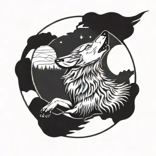 Wolf Howling In Enso Circle