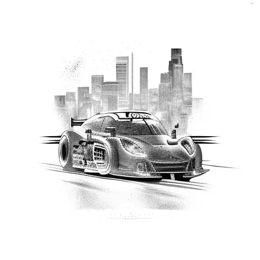 Race Car Speeding Through The Streets Of Los Angeles