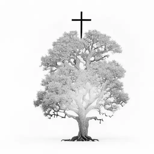 Oak Tree That Has A Cross Built In It That Then Goes Into Dna For The Roots