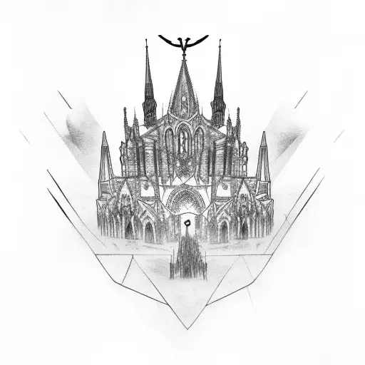 A Gothic Cathedral With Crows Perched On Its Spires