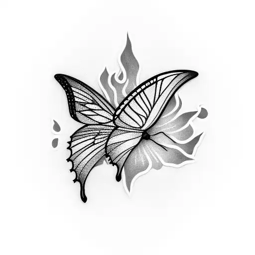 Sunset With 3 Butterflys