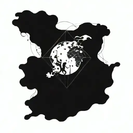 A Detailed Fine Line Tattoo Depicting The Interconnectedness Of Life And The Universe