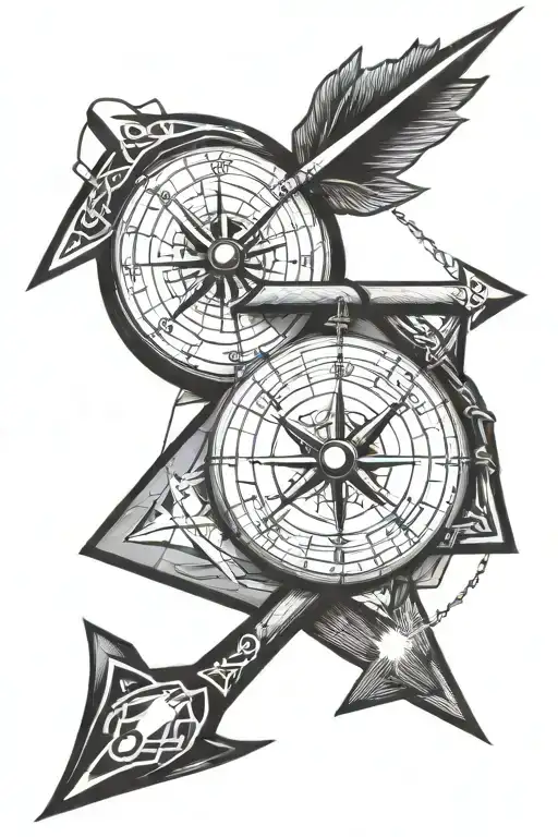 Navigator's Arrow And Compass Combined
