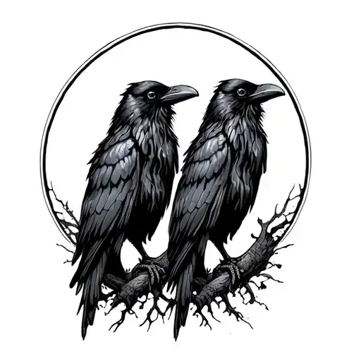 Raven Standing Back To Back