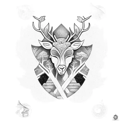 A Mystical Forest With Greek Symbols Hidden Within