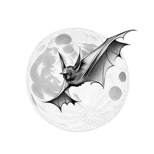Bats Flying Across A Moon