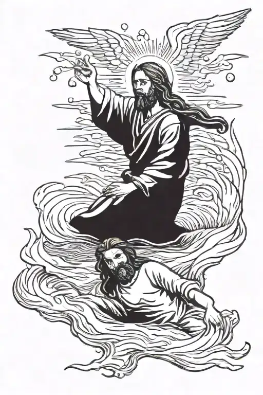 Jesus Saving Peter From Drowning