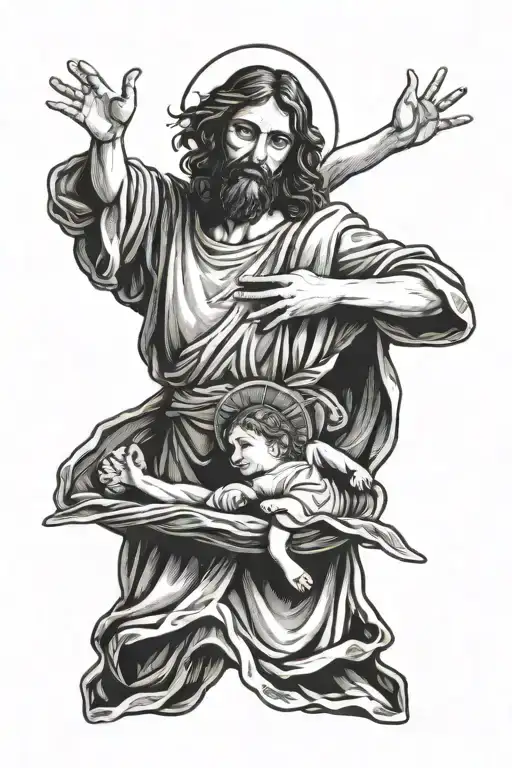 Jesus Hand Saving Peter From Drowning