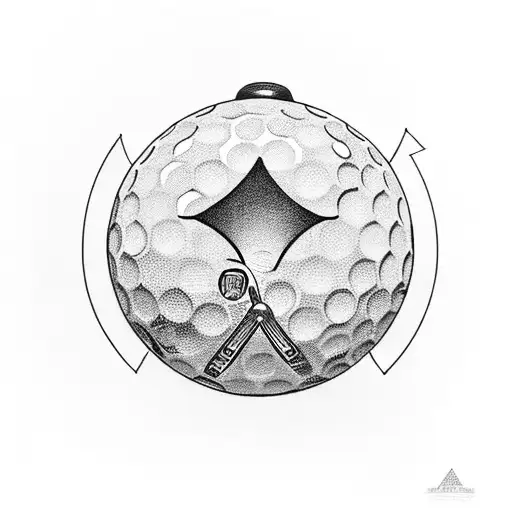 A Golf Ball And Club Forming A Keyhole Shape With A Hidden Family Crest Inside