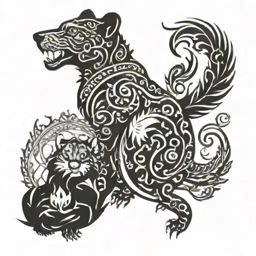 An Intricate Design Featuring Animals From Different Historical Eras