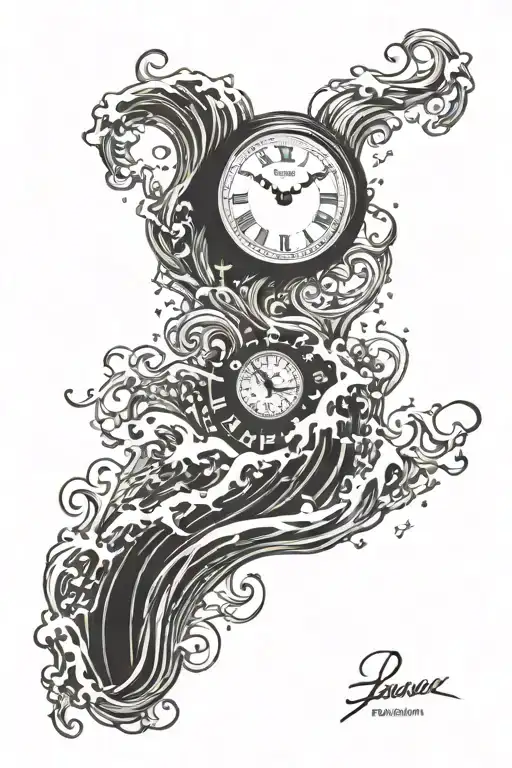 Clock With Waves Crashing