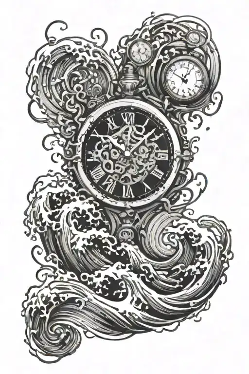Clock With Waves Crashing