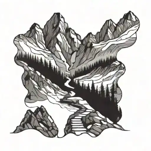 A Detailed Mountain Landscape With A Winding Hiking Trail Leading Up To The Summit